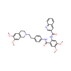 COc1cc2c(cc1OC)CN(CCc1ccc(NC(=O)c3cc(OC)c(OC)cc3NC(=O)c3cnc4ccccc4c3)cc1)CC2 ZINC000004214704