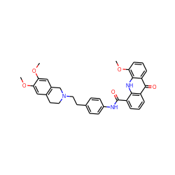 COc1cc2c(cc1OC)CN(CCc1ccc(NC(=O)c3cccc4c(=O)c5cccc(OC)c5[nH]c34)cc1)CC2 ZINC000003915436