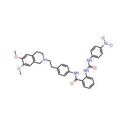 COc1cc2c(cc1OC)CN(CCc1ccc(NC(=O)c3ccccc3NC(=O)Nc3ccc([N+](=O)[O-])cc3)cc1)CC2 ZINC000049757220