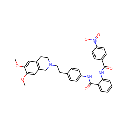 COc1cc2c(cc1OC)CN(CCc1ccc(NC(=O)c3ccccc3NC(=O)c3ccc([N+](=O)[O-])cc3)cc1)CC2 ZINC000049761964