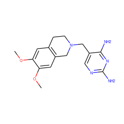 COc1cc2c(cc1OC)CN(Cc1cnc(N)nc1N)CC2 ZINC000013520499