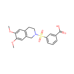 COc1cc2c(cc1OC)CN(S(=O)(=O)c1cccc(C(=O)O)c1)CC2 ZINC000003671457