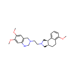 COc1cc2c(cc1OC)NCN(CCN1C[C@@H]3CCc4c(OC)cccc4[C@@H]3C1)C2 ZINC000022941849