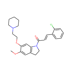 COc1cc2c(cc1OCCN1CCCCC1)N(C(=O)/C=C/c1ccccc1Cl)CC2 ZINC000000594257