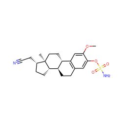 COc1cc2c(cc1OS(N)(=O)=O)CC[C@@H]1[C@@H]2CC[C@@]2(C)[C@H]1CC[C@@H]2CC#N ZINC000029135869