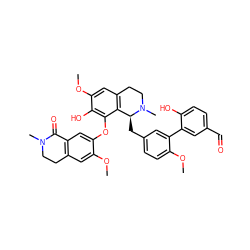 COc1cc2c(cc1Oc1c(O)c(OC)cc3c1[C@H](Cc1ccc(OC)c(-c4cc(C=O)ccc4O)c1)N(C)CC3)C(=O)N(C)CC2 ZINC000049833487