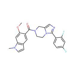 COc1cc2c(ccn2C)cc1C(=O)N1CCn2c(cnc2-c2ccc(F)cc2F)C1 ZINC000028708587