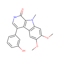 COc1cc2c3c(-c4cccc(O)c4)c[nH]c(=O)c3n(C)c2cc1OC ZINC000040403483