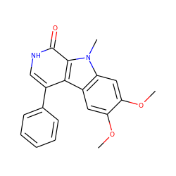 COc1cc2c3c(-c4ccccc4)c[nH]c(=O)c3n(C)c2cc1OC ZINC000040913795