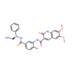 COc1cc2cc(C(=O)Nc3cc(C(=O)N[C@@H](CN)c4ccccc4)ccc3C)c(=O)[nH]c2cc1OC ZINC000167360542