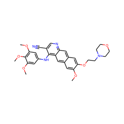 COc1cc2cc3c(Nc4cc(OC)c(OC)c(OC)c4)c(C#N)cnc3cc2cc1OCCN1CCOCC1 ZINC000014945449