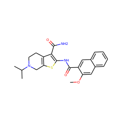 COc1cc2ccccc2cc1C(=O)Nc1sc2c(c1C(N)=O)CCN(C(C)C)C2 ZINC000004087110