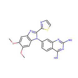 COc1cc2nc(-c3nccs3)n(-c3ccc4c(N)nc(N)nc4c3)c2cc1OC ZINC000098207953