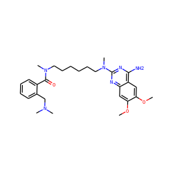 COc1cc2nc(N(C)CCCCCCN(C)C(=O)c3ccccc3CN(C)C)nc(N)c2cc1OC ZINC000013782113