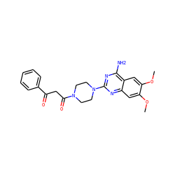 COc1cc2nc(N3CCN(C(=O)CC(=O)c4ccccc4)CC3)nc(N)c2cc1OC ZINC000000600636