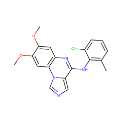 COc1cc2nc(Nc3c(C)cccc3Cl)c3cncn3c2cc1OC ZINC000013582006