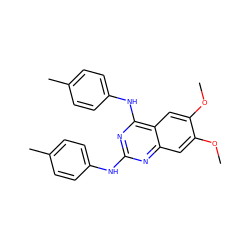 COc1cc2nc(Nc3ccc(C)cc3)nc(Nc3ccc(C)cc3)c2cc1OC ZINC000014944583