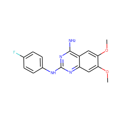 COc1cc2nc(Nc3ccc(F)cc3)nc(N)c2cc1OC ZINC000006791769