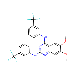 COc1cc2nc(Nc3cccc(C(F)(F)F)c3)nc(Nc3cccc(C(F)(F)F)c3)c2cc1OC ZINC000103256187