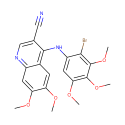 COc1cc2ncc(C#N)c(Nc3cc(OC)c(OC)c(OC)c3Br)c2cc1OC ZINC000003832349