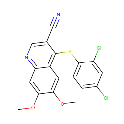 COc1cc2ncc(C#N)c(Sc3ccc(Cl)cc3Cl)c2cc1OC ZINC000013862185