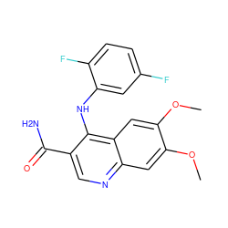 COc1cc2ncc(C(N)=O)c(Nc3cc(F)ccc3F)c2cc1OC ZINC000038463685