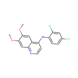 COc1cc2nccc(Nc3ccc(Cl)cc3Cl)c2cc1OC ZINC000013470109