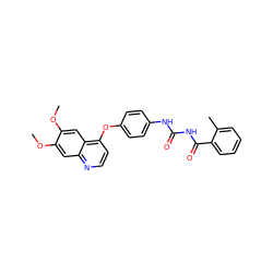 COc1cc2nccc(Oc3ccc(NC(=O)NC(=O)c4ccccc4C)cc3)c2cc1OC ZINC000028572168