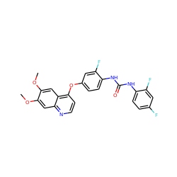 COc1cc2nccc(Oc3ccc(NC(=O)Nc4ccc(F)cc4F)c(F)c3)c2cc1OC ZINC000001490414