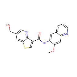 COc1cc2ncccc2cc1NC(=O)c1csc2cc(CO)cnc12 ZINC000113652081