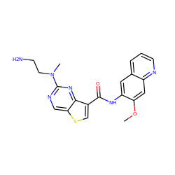 COc1cc2ncccc2cc1NC(=O)c1csc2cnc(N(C)CCN)nc12 ZINC000113651994