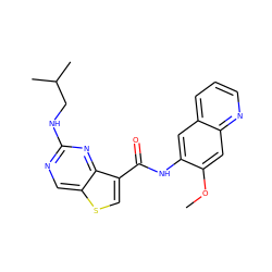 COc1cc2ncccc2cc1NC(=O)c1csc2cnc(NCC(C)C)nc12 ZINC000113652699