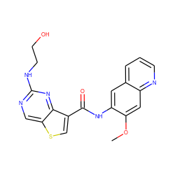 COc1cc2ncccc2cc1NC(=O)c1csc2cnc(NCCO)nc12 ZINC000113650604