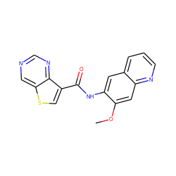 COc1cc2ncccc2cc1NC(=O)c1csc2cncnc12 ZINC000113651083