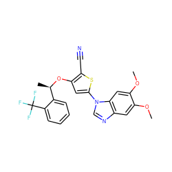 COc1cc2ncn(-c3cc(O[C@H](C)c4ccccc4C(F)(F)F)c(C#N)s3)c2cc1OC ZINC000040577097