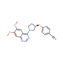 COc1cc2ncnc(N3CC[C@@H](Oc4ccc(C#N)cc4)C3)c2cc1OC ZINC000014956429