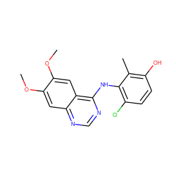 COc1cc2ncnc(Nc3c(Cl)ccc(O)c3C)c2cc1OC ZINC000653720540