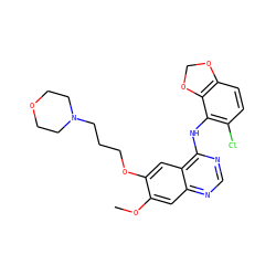 COc1cc2ncnc(Nc3c(Cl)ccc4c3OCO4)c2cc1OCCCN1CCOCC1 ZINC000013559427