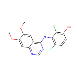 COc1cc2ncnc(Nc3c(F)ccc(O)c3Cl)c2cc1OC ZINC000653722034