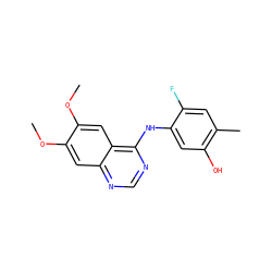 COc1cc2ncnc(Nc3cc(O)c(C)cc3F)c2cc1OC ZINC000000006952