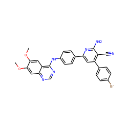 COc1cc2ncnc(Nc3ccc(-c4cc(-c5ccc(Br)cc5)c(C#N)c(N)n4)cc3)c2cc1OC ZINC000217021277