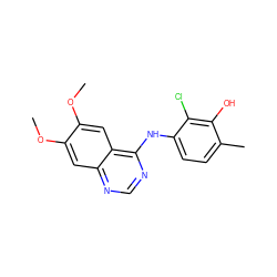 COc1cc2ncnc(Nc3ccc(C)c(O)c3Cl)c2cc1OC ZINC000653720602