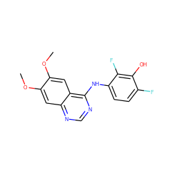 COc1cc2ncnc(Nc3ccc(F)c(O)c3F)c2cc1OC ZINC000653735706