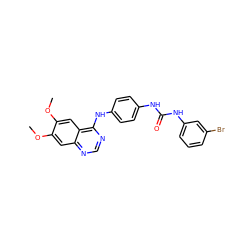 COc1cc2ncnc(Nc3ccc(NC(=O)Nc4cccc(Br)c4)cc3)c2cc1OC ZINC000473145432