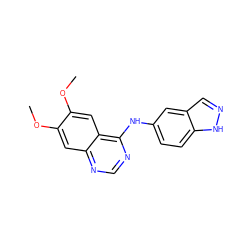 COc1cc2ncnc(Nc3ccc4[nH]ncc4c3)c2cc1OC ZINC000000018523