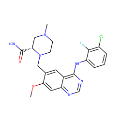 COc1cc2ncnc(Nc3cccc(Cl)c3F)c2cc1CN1CCN(C)C[C@H]1C(N)=O ZINC000034799982