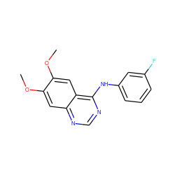 COc1cc2ncnc(Nc3cccc(F)c3)c2cc1OC ZINC000001386818