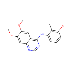 COc1cc2ncnc(Nc3cccc(O)c3C)c2cc1OC ZINC000653717913