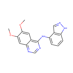 COc1cc2ncnc(Nc3cccc4[nH]ncc34)c2cc1OC ZINC000165372778