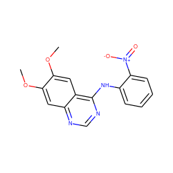 COc1cc2ncnc(Nc3ccccc3[N+](=O)[O-])c2cc1OC ZINC000038782650